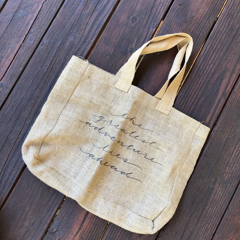 “The Greatest Adventure Lies Ahead” Burlap Tote
